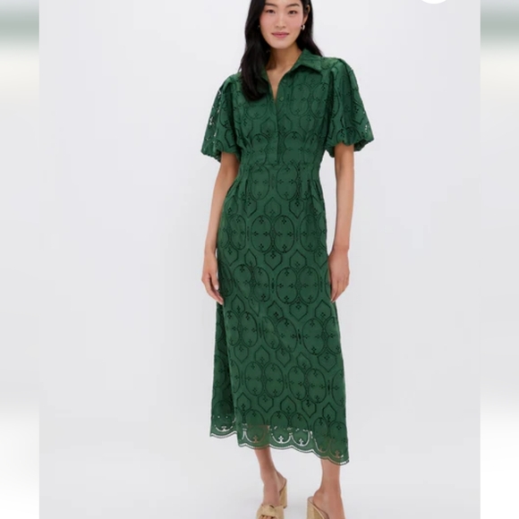 Tuckernuck Dresses & Skirts - Tuckernuck Green Eyelet Midi Dress